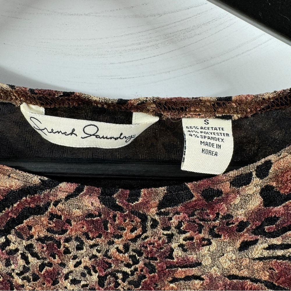 French Laundry Animal Print Long Sleeve Top (Size Small) - Picture 4 of 5